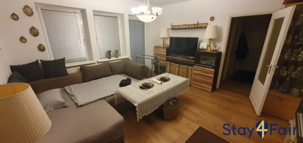 clean living room in simple 2 room apartment near Hannover exhibition center